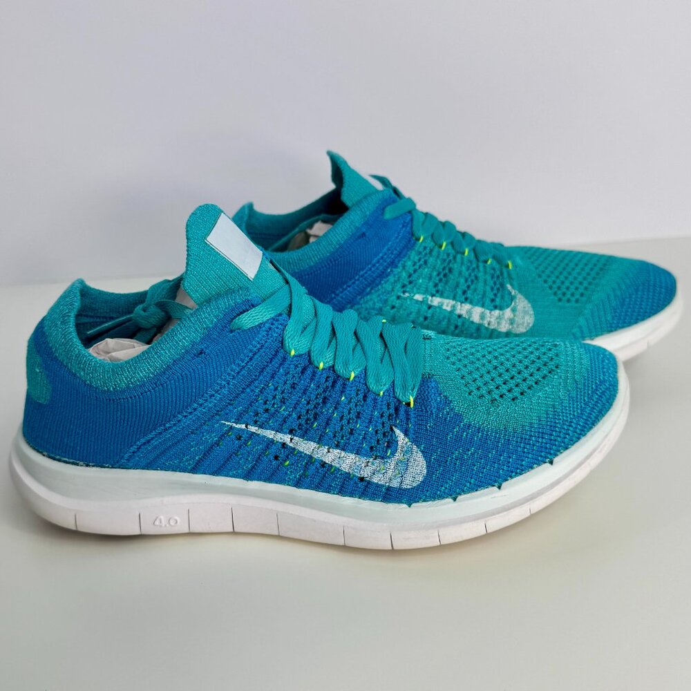 Women's‎ 6 NIKE FREE 4.0 FLYKNIT RUNNING SHOES BLUE TURQUOISE 631050 - Picture 5 of 9